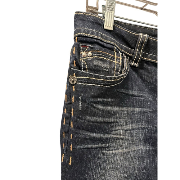 MEK Denim Darjeeling Cigarette Embroidered Studded Denim Jeans Size 28 Low Rise - Picture 3 of 7